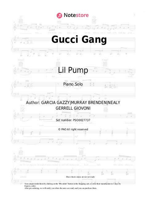 note piano gucci gang|lil pump gucci gang.